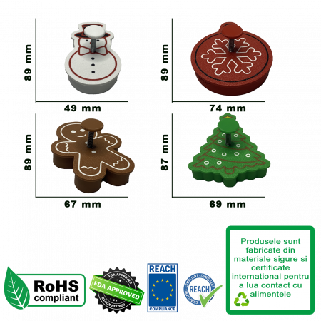 Set 4 Forme Prajituri - CookieStamps - Craciun 2 - Cookie Cutters Decorative pentru Aluat, Ștampile Biscuiți Artizanali - forme ideale pentru copii [8]