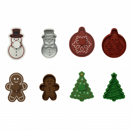 Seturi de Stampile - Set 4 Forme Prajituri - CookieStamps - Craciun 2 - Cookie Cutters Decorative pentru Aluat, Ștampile Biscuiți Artizanali - forme ideale pentru copii