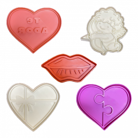 Set 5 Forme Prajituri - CookieStamps - Valentine's Day - Cookie Cutters Decorative pentru Aluat, Ștampile Biscuiți Artizanali - forme ideale pentru copii [6]