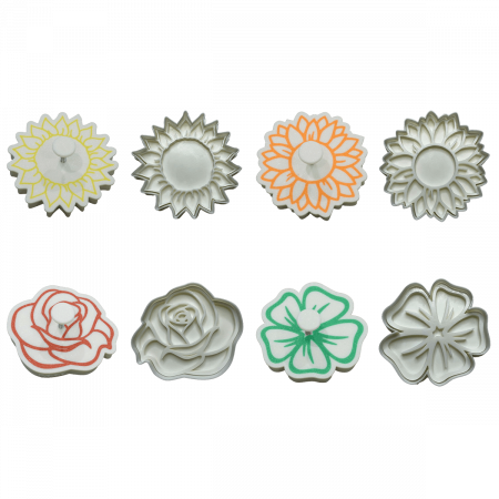 Set 4 Forme Prajituri - CookieStamps - Flori 1 - Cookie Cutters Decorative pentru Aluat, Ștampile Biscuiți Artizanali - forme ideale pentru copii [1]