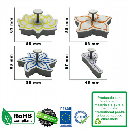 Set 4 Forme Prajituri - CookieStamps - Flori 2 - Cookie Cutters Decorative pentru Aluat, Ștampile Biscuiți Artizanali - forme ideale pentru copii [7]
