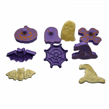 Seturi de Stampile - Set 6 Forme Prajituri - CookieStamps - Halloween - Cookie Cutters Decorative pentru Aluat, Ștampile Biscuiți Artizanali - forme ideale pentru copii