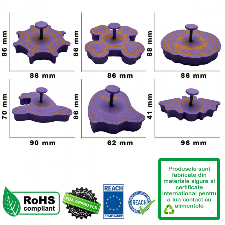 Set 6 Forme Prajituri - CookieStamps - Halloween - Cookie Cutters Decorative pentru Aluat, Ștampile Biscuiți Artizanali - forme ideale pentru copii [8]