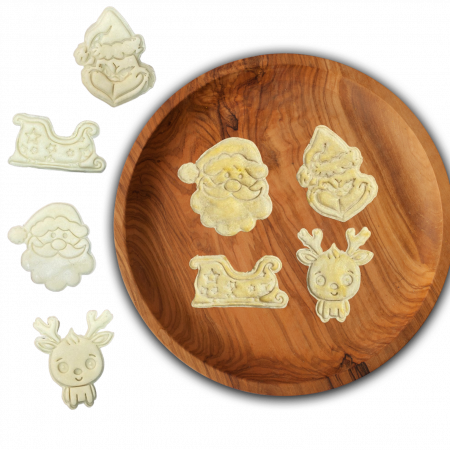 Set 4 Forme Prajituri - CookieStamps - Craciun 1 - Cookie Cutters Decorative pentru Aluat, Ștampile Biscuiți Artizanali - forme ideale pentru copii [5]