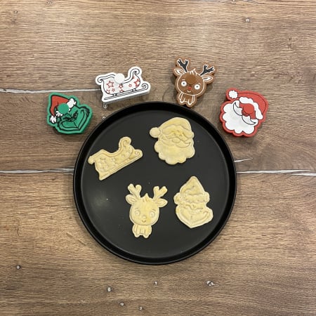 Set 4 Forme Prajituri - CookieStamps - Craciun 1 - Cookie Cutters Decorative pentru Aluat, Ștampile Biscuiți Artizanali - forme ideale pentru copii [1]