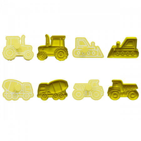 Set 4 Forme Prajituri - CookieStamps - Masini de Constructii - Cookie Cutters Decorative pentru Aluat, Ștampile Biscuiți Artizanali - forme ideale pentru copii [1]