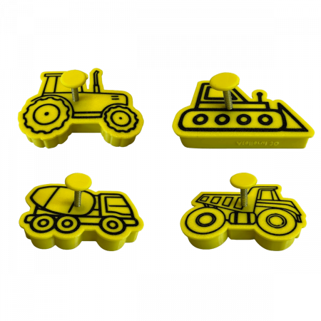 Set 4 Forme Prajituri - CookieStamps - Masini de Constructii - Cookie Cutters Decorative pentru Aluat, Ștampile Biscuiți Artizanali - forme ideale pentru copii [7]