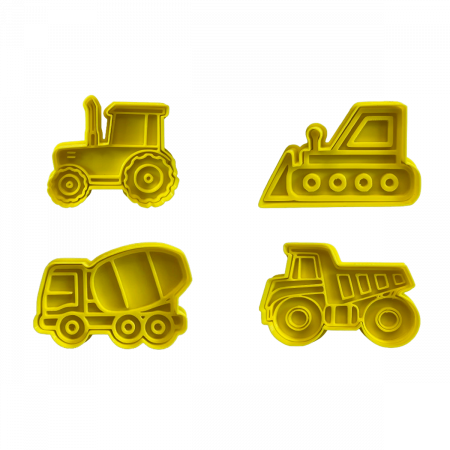 Set 4 Forme Prajituri - CookieStamps - Masini de Constructii - Cookie Cutters Decorative pentru Aluat, Ștampile Biscuiți Artizanali - forme ideale pentru copii [6]