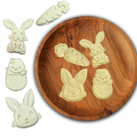 Set 4 Forme Prajituri - CookieStamps - Iepuras de Paste - Cookie Cutters Decorative pentru Aluat, Ștampile Biscuiți Artizanali - forme ideale pentru copii [5]
