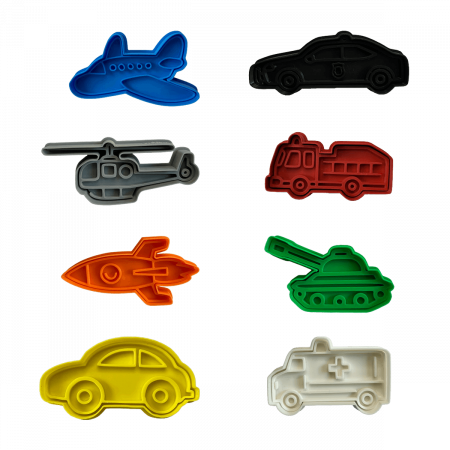 Set 8 Forme Prajituri - CookieStamps - Transporturi - Cookie Cutters Decorative pentru Aluat, Ștampile Biscuiți Artizanali - forme ideale pentru copii [6]