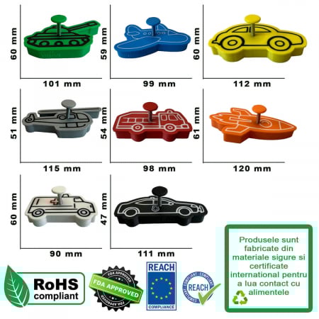 Set 8 Forme Prajituri - CookieStamps - Transporturi - Cookie Cutters Decorative pentru Aluat, Ștampile Biscuiți Artizanali - forme ideale pentru copii [8]