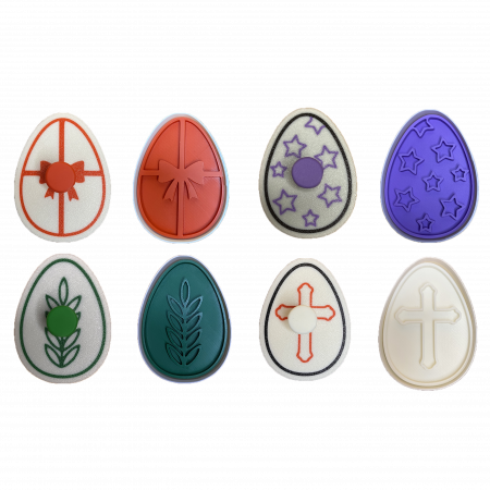 Seturi de Stampile - Set 4 Forme Prajituri - CookieStamps - Oua de Paste - Cookie Cutters Decorative pentru Aluat, Ștampile Biscuiți Artizanali - forme ideale pentru copii