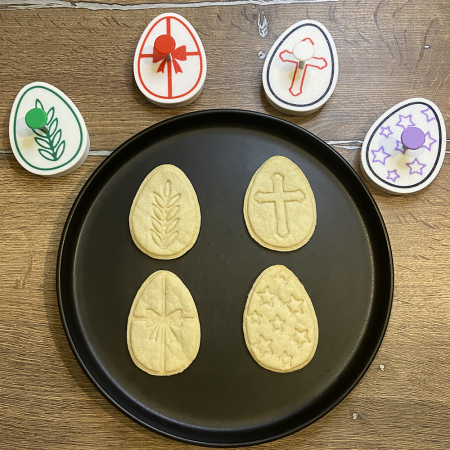 Set 4 Forme Prajituri - CookieStamps - Oua de Paste - Cookie Cutters Decorative pentru Aluat, Ștampile Biscuiți Artizanali - forme ideale pentru copii [1]