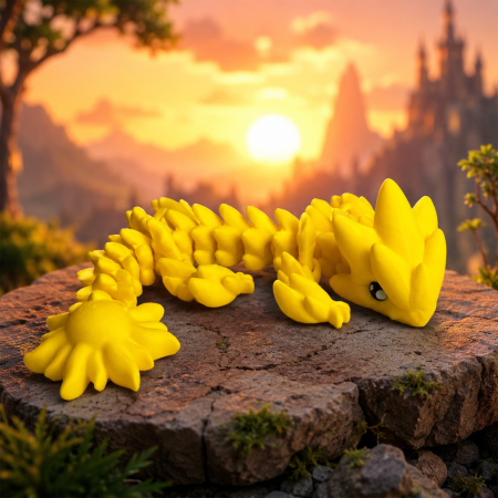 DRAGONI - Sol – Zigluț Dragonul Soarelui, Jucărie Flexibilă & Articulată, 24 cm
