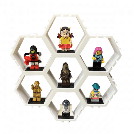 Decorațiuni Personalizate - Suport Modular Hexagonal pentru figurine LEGO, 7 camere