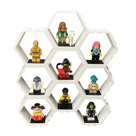 Decorațiuni Personalizate - Suport Modular Hexagonal pentru figurine LEGO, 9 camere