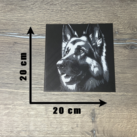 Tablou 3D Ciobănesc German HueForge - Decor pentru Iubitori de Câini | Portret 3D Realist | Cadou Personalizat (20x20 cm) [2]