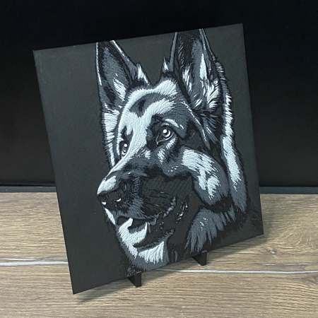 Tablou 3D Ciobănesc German HueForge - Decor pentru Iubitori de Câini | Portret 3D Realist | Cadou Personalizat (20x20 cm) [1]