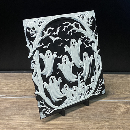 Tablou 3D Fantome Halloween HueForge - Decor Tematic Spooky | Imprimare 3D | (20x20 cm) [1]
