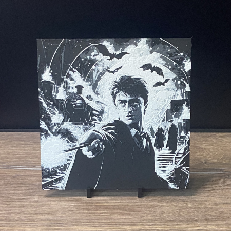 Tablouri 3D - Tablou 3D Harry Potter HueForge - Decor Magic Hogwarts | Imprimare 3D cu Vibe Fantasy | Cadou pentru Poterheads (20x20 cm)