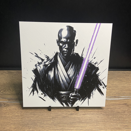 Tablouri 3D - Tablou 3D Mace Windu HueForge - Decor Jedi Purple Lightsaber | Imprimare 3D Premium | Cadou Fanilor Star Wars (20x20 cm)