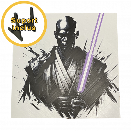 Tablou 3D Mace Windu HueForge - Decor Jedi Purple Lightsaber | Imprimare 3D Premium | Cadou Fanilor Star Wars (20x20 cm) [3]