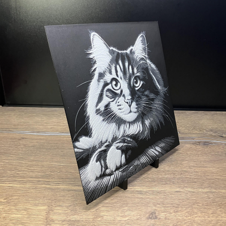 Tablou 3D Pisica HueForge - Decor Animalut pentru Sufragerie | Imprimare 3D Realistă | Cadou Iubitori de Pisici (20x20 cm) [1]
