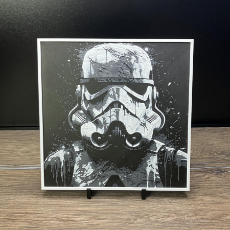 Tablouri 3D - Tablou 3D StormTrooper HueForge - Decor Star Wars | Portret Imprimat 3D | Cadou pentru Fani Sci-Fi (19x19 cm)