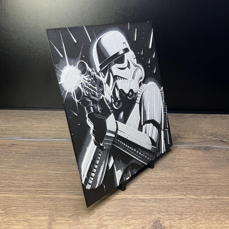 Tablou 3D StormTrooper în Acțiune HueForge - Scene Star Wars | Decor Perete Geek | Cadou Barbati (20x20 cm) [1]