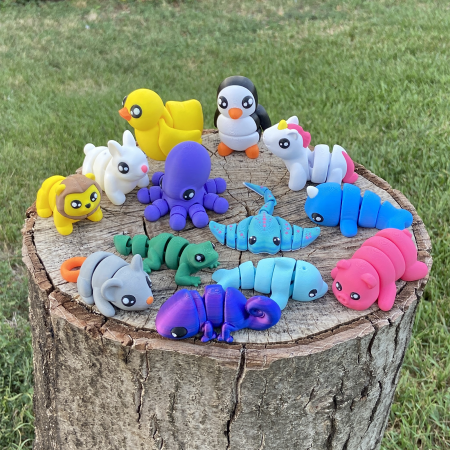 Zigluti - Zigluți Grasuni Individuali - Jucării printate 3D articulate pentru Copii 3+ Ani | Figurine Flexibile și Zdrăngălitoare | Cadou Educativ (Material PLA Sigur)