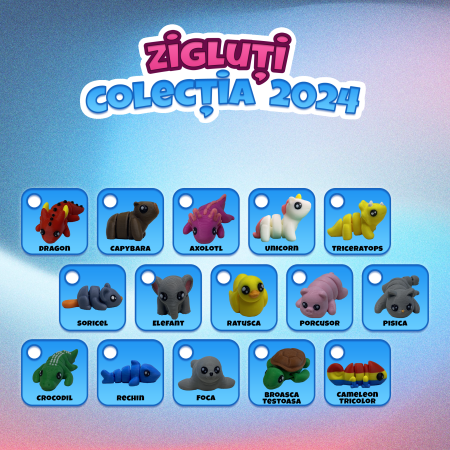 Zigluți Mini - Animăluțe - Jucării Flexibile 3D (Set 10/15/20 pcs) | Figurine Interactive pentru Copii | Cadou Distractiv & Educativ | Material PLA Sigur [7]