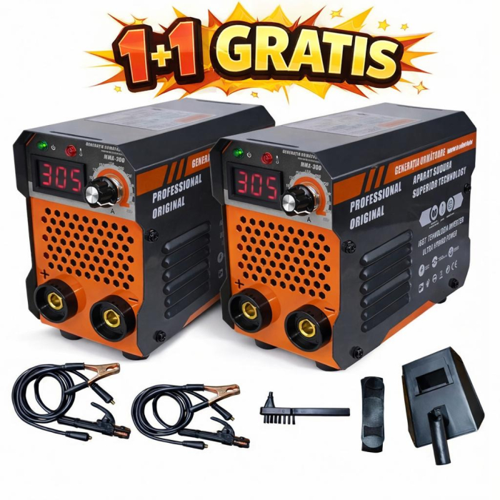 1+1 GRATIS Invertor Aparat de sudura MMA300 CAMPION , 10-300A, Electrozi 1.6 - 5 mm, Protectie termica, Complet accesorizat, 220V CADOU 2X OCHELARI AUTOMATI DE SUDURA [2]