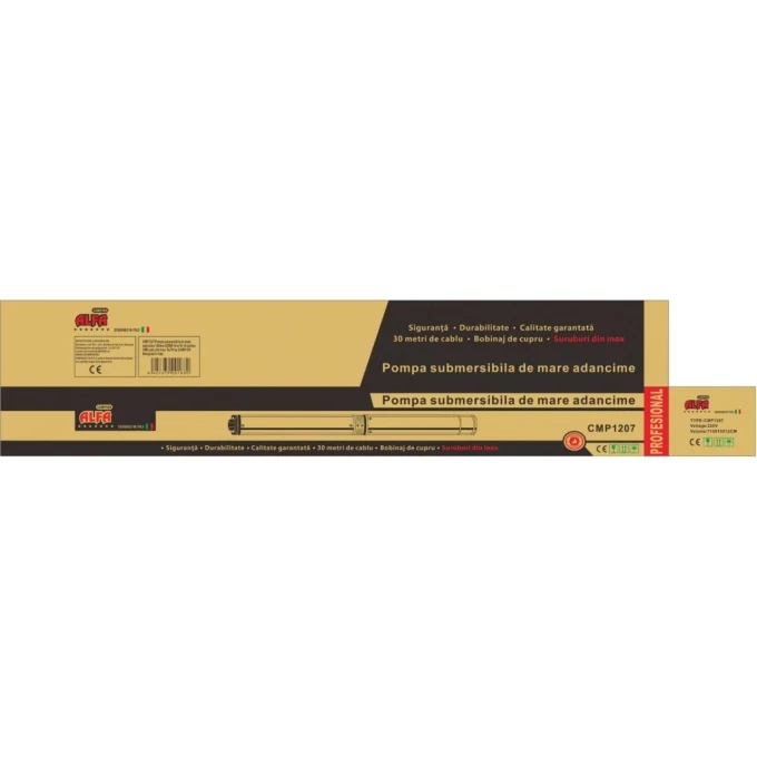 * 16 TURBINE * Pompa submersibila de mare adancime ALFA CMP1560, 4QJD2-80/16-2.2, 2.2kW (3HP), 10.000 l/h, Hmax 160m, cablu 30m, diametru 100mm, racord 1-1.5", 110-220V, bobinaj cupru, inox [5]