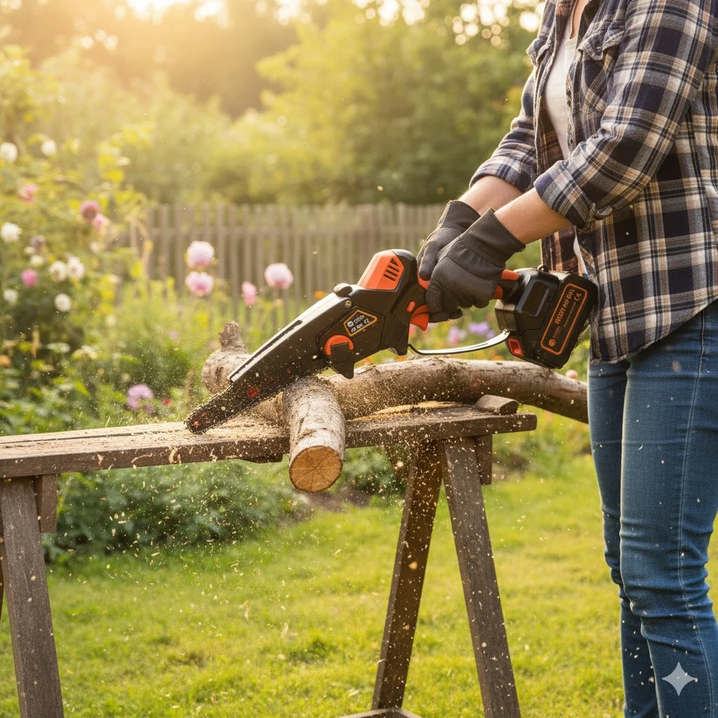 48V  Minifierastrau mini drujba cu 2 acumulatori  lama 20 cm, , sistem de ungere lant, geanta de transport [4]