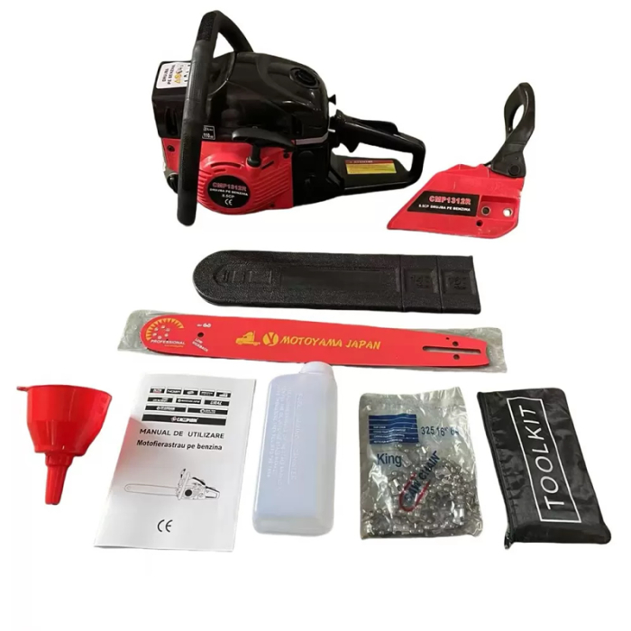 *BLACK-FRIDAY* Pachet: Drujba pe benzina CAMPION , 8.5 CP, motor 2 timpi + 1 ulei amestec 500 ml, 1 ulei de lant 1 l, 1 pereche manusi , 2 bujii de rezerva + 1 lant de rezerva [3]