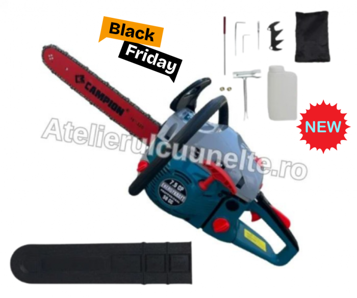 *BLACK-FRIDAY DRUJBE* 7.5 CP ENERGYKRAFT Drujba pe Benzina Motofierastrau , 52 CMC, LAMA 40 CM PROFFESIONAL [1]