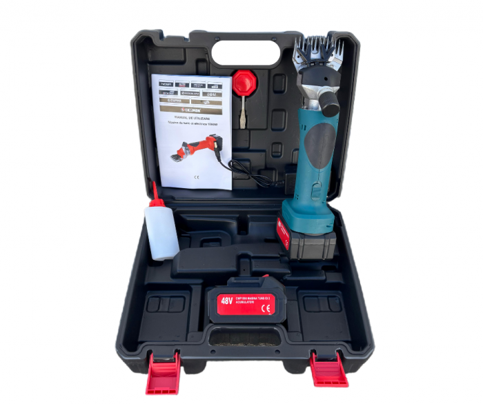 1000W Masina de tuns oi pe acumulator CAMPION 48V, 2 acumulatori, accesorii incluse, CAINI SAU ANIMALE MARI [2]