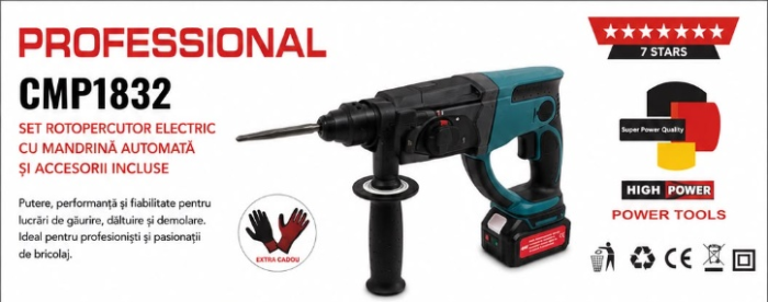 * CADOU INCLUS * CIOCAN ROTOPERCUTOR CAMPION CU 2 ACUMULATORI 48V si 10AH - BRUSHLESS TECHNOLOGY [3]