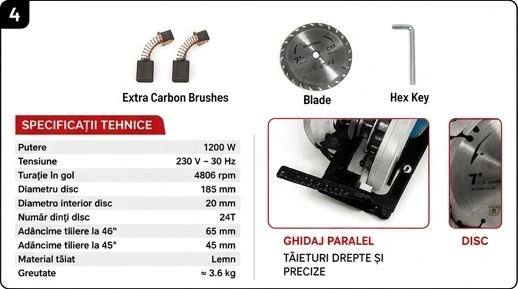 * CADOU IN CUTIE * Fierastrau Circular 3000W , disc 185/24T , taiere 45/90°, CAMPION CMP1833 [5]
