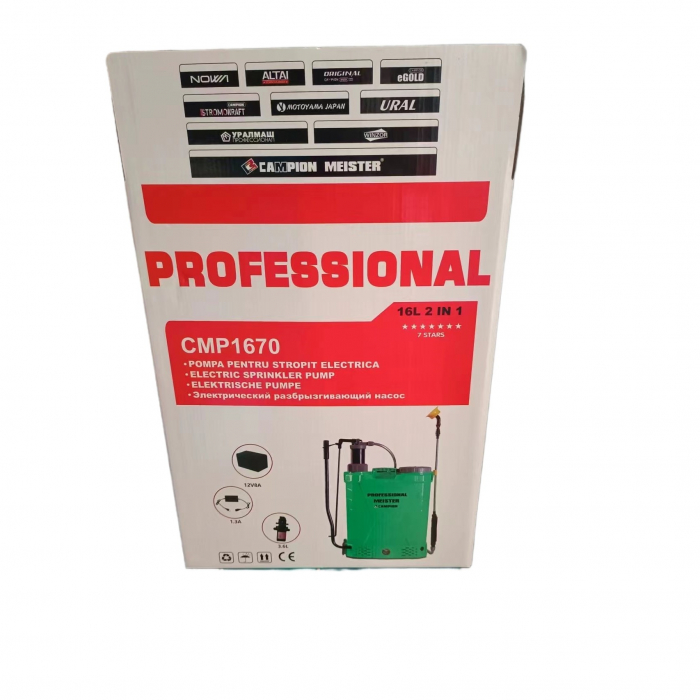 Pompa de stropit electrica CAMPION, 2 in 1, manuala si electrica, 16 L, acumulator, 6 BAR, regulator, accesorii incluse [4]