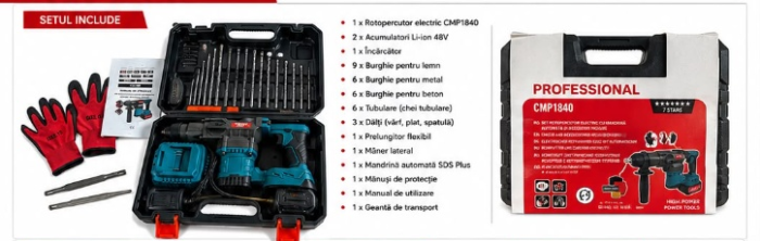 * CADOU INCLUS * CIOCAN ROTOPERCUTOR CAMPION CU 2 ACUMULATORI 48V si 10AH - BRUSHLESS TECHNOLOGY [2]
