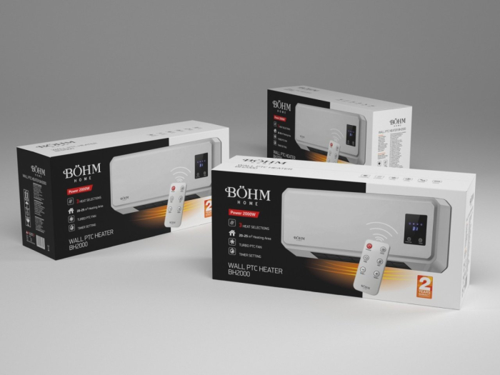 Aeroterma de perete BH2000 BÖHM , doua trepte de putere 1000/2000W, Timer 1-12 H , suprafata de incalzire 20-25 m² [5]