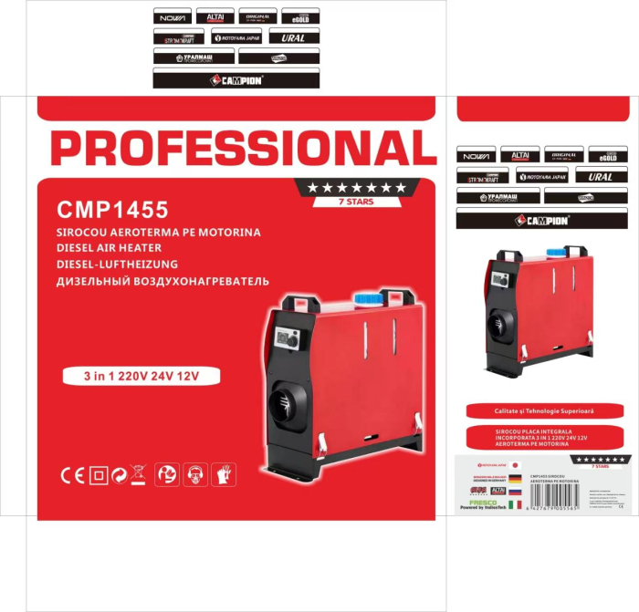 ALIMENTARE 220V 12KW Aeroterma pe motorina cu telecomanda SLIM ,evacuare termostat,portabila 12V Incalzitor - Copie [4]