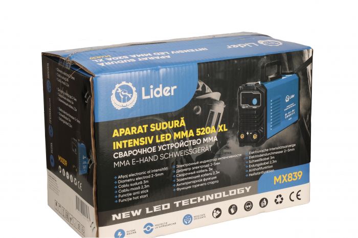 Aparat sudura tip Invertor 520Ah MMA LIDER afisaj electronic CABLURI SI MASCA [8]