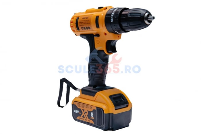 Masina de gaurit si insurubat cu percutie 120 piese, 48v, 2 acumulatori, trusa, incarcator inclus, bormasina autofiletanta 8AH, 1300rpm, Campion CMP1663 [3]