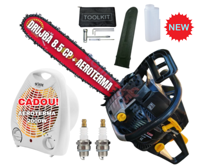 *+ CADOU*Drujba benzina + aeroterma 2000W + 2 Bujii 58cc, 8.5cp, 10.000rpm, 400mm, CAMPION EasyStart New Generation [1]