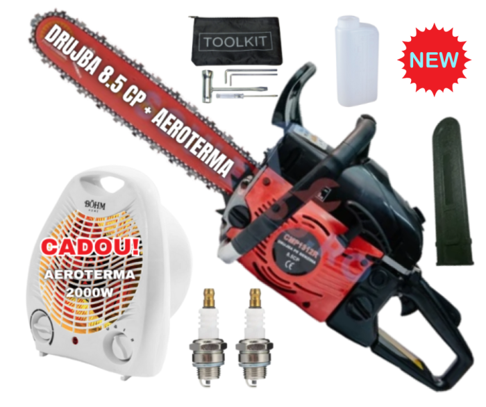 *CADOU INCLUS*Drujba benzina + aeroterma 2000W + 2 Bujii 58cc, 8.5cp, 10.000rpm, 400mm, CAMPION EasyStart New Generation [1]