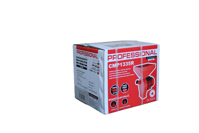 Moara Electrica 4500w Rosie pentru Uruiala CMP1335R, 4.5KW, 300kg/ora, Motor Electric 100% Cupru, 20 Ciocanele, 4 Site Interschimbabile, Cuva Metalica Extra Mare, Butuc Direct pe Ax, Protectie Suprasa [4]