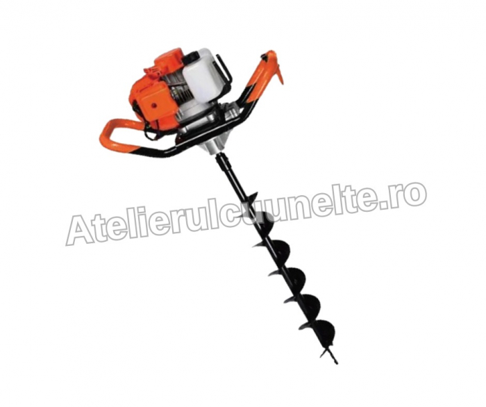 Motoburghiu 55cmc  + 2 BURGHIE 100 si 200mm Foreza pamant PREMIUM ! [2]