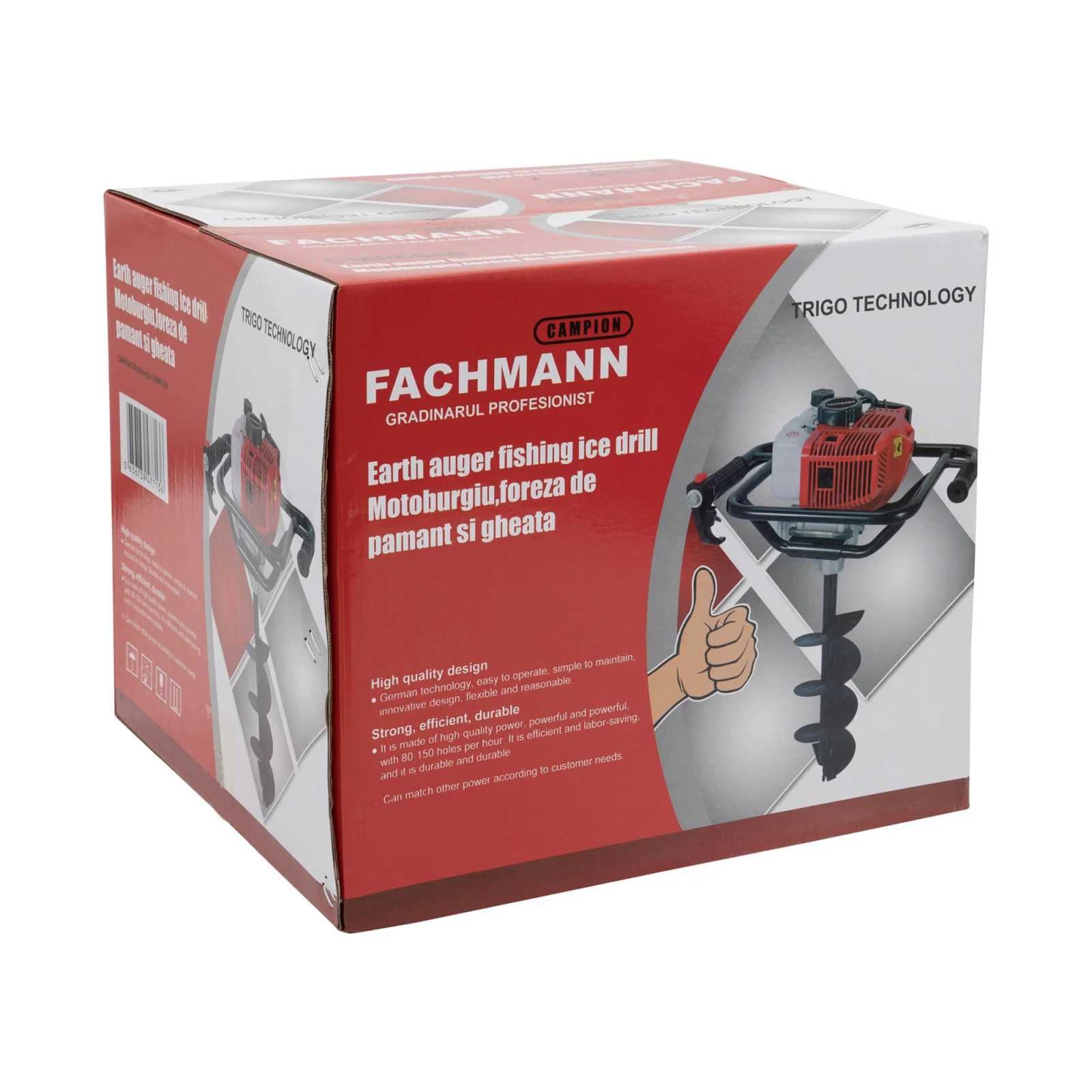 Motoburghiu 6 CP pe benzina pentru pamant cu burghiu 150mm inclus Trigo CAMPION Rosu [8]